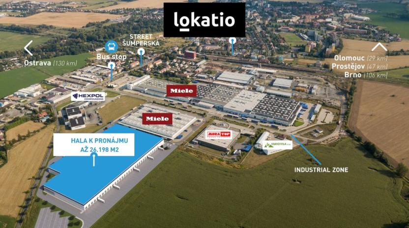 Pronájem skladu, Uničov, 7488 m2